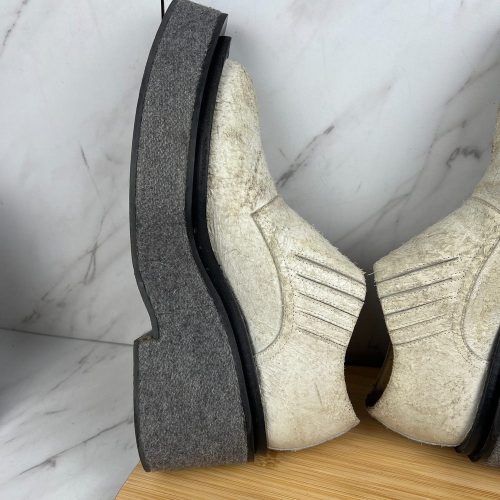 MM6 Maison Margiela Womens Size 8 [EU 38] Cream Suede Platform Felt Boots Shoes - Picture 5 of 12